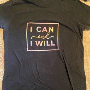 Black Graphic Tee with Motivational Print